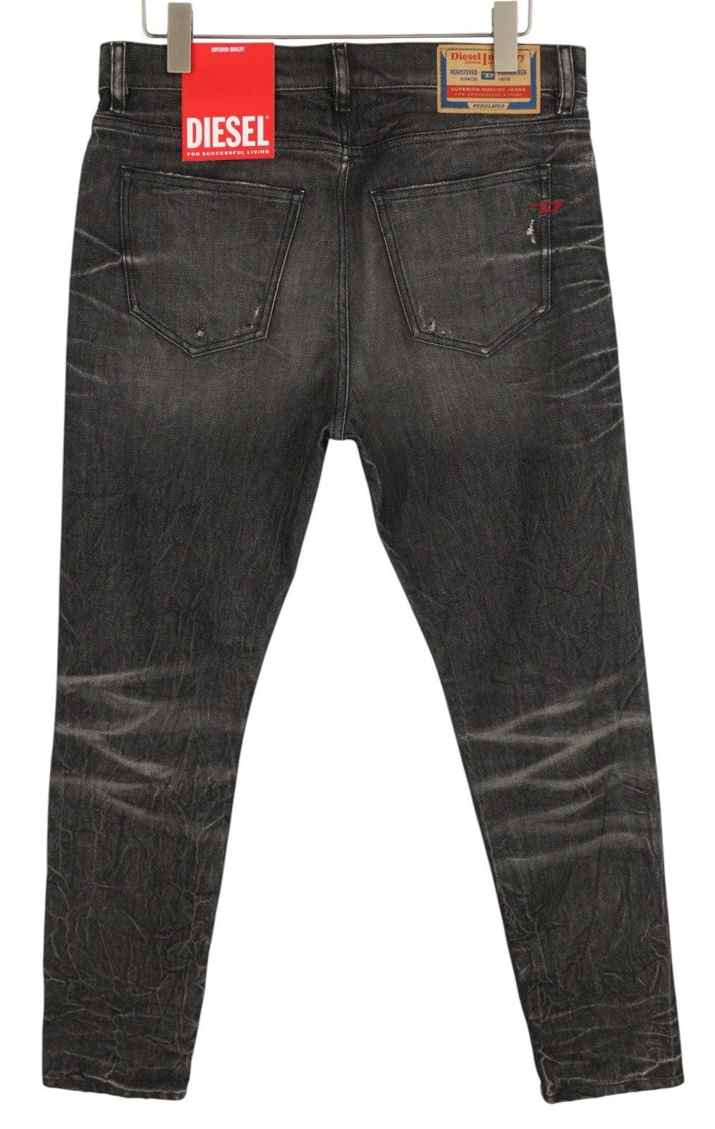 DIESEL 2019 D-Strukt 09H51 vyriški džinsai W38/L32 Slim Distress Black RRP 250 € 