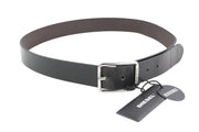 DIESEL B-Photo Men Belt 95 CM Black Leather Reversible Buckle Closure Casual