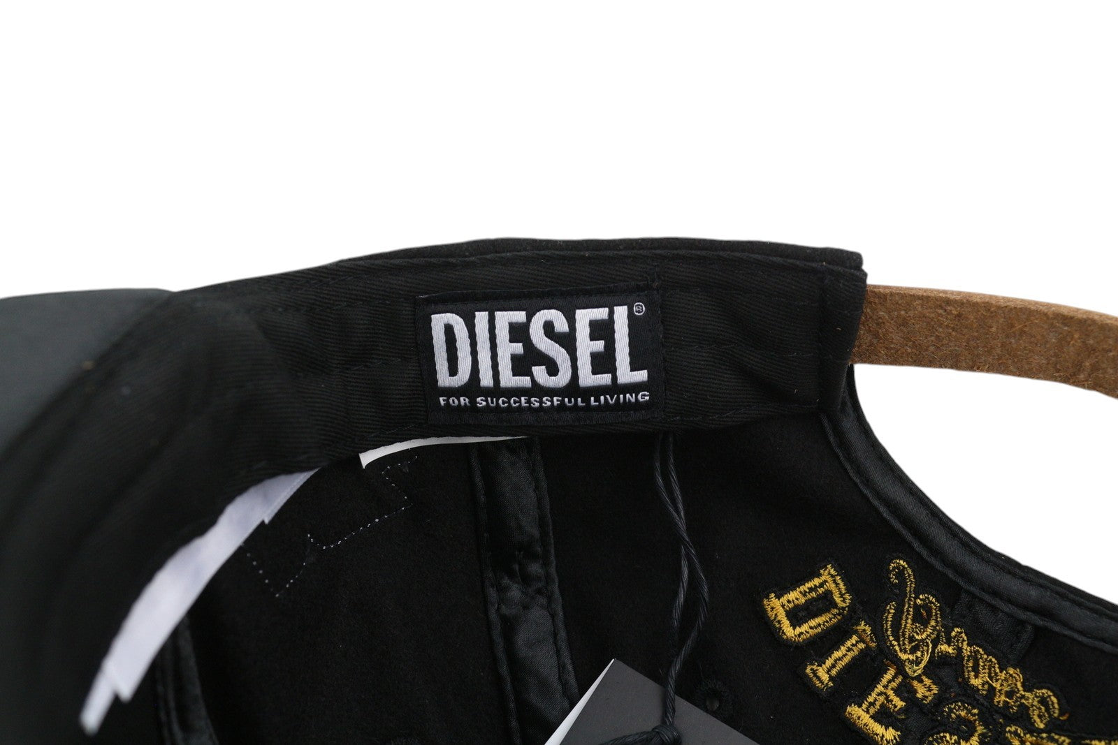 DIESEL C-Vintery vyriška kepurė OS juoda su užsegimu, vilnos mišinio siuvinėta, tamsiai mėlyna, unisex 