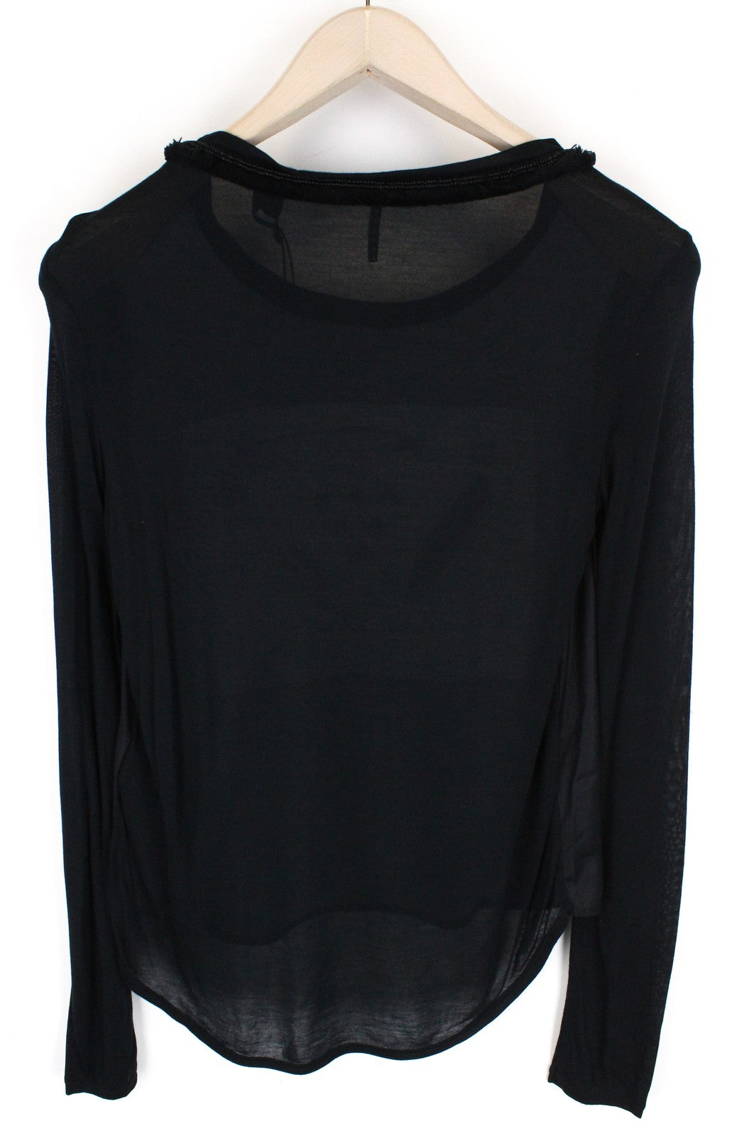 MAISON SCOTCH Women's S Black Abstract Print Light Casual Top Round Neckline