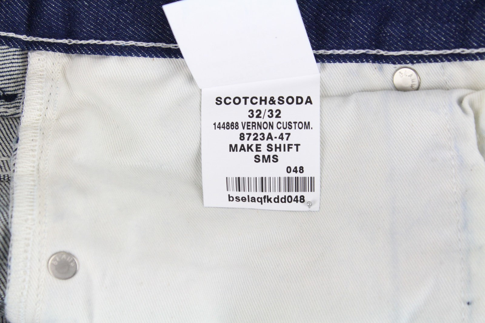 SCOTCH &amp; SODA Ams Blauw vyriški laisvo kirpimo mėlyni džinsai su 5 kišenėmis ir sagomis 