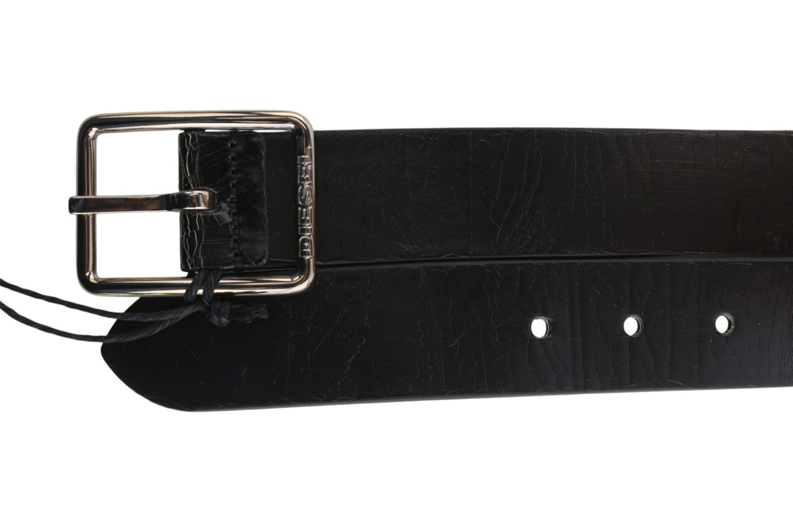 DIESEL B-Photo Men Belt 95 CM Reversible Leather Silver Tone Buckle Closure Dark