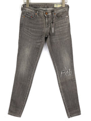 DIESEL Gracey 084GT Womens Jeans W27/L32 Super Slim Skinny Grey Stretchy Ripped
