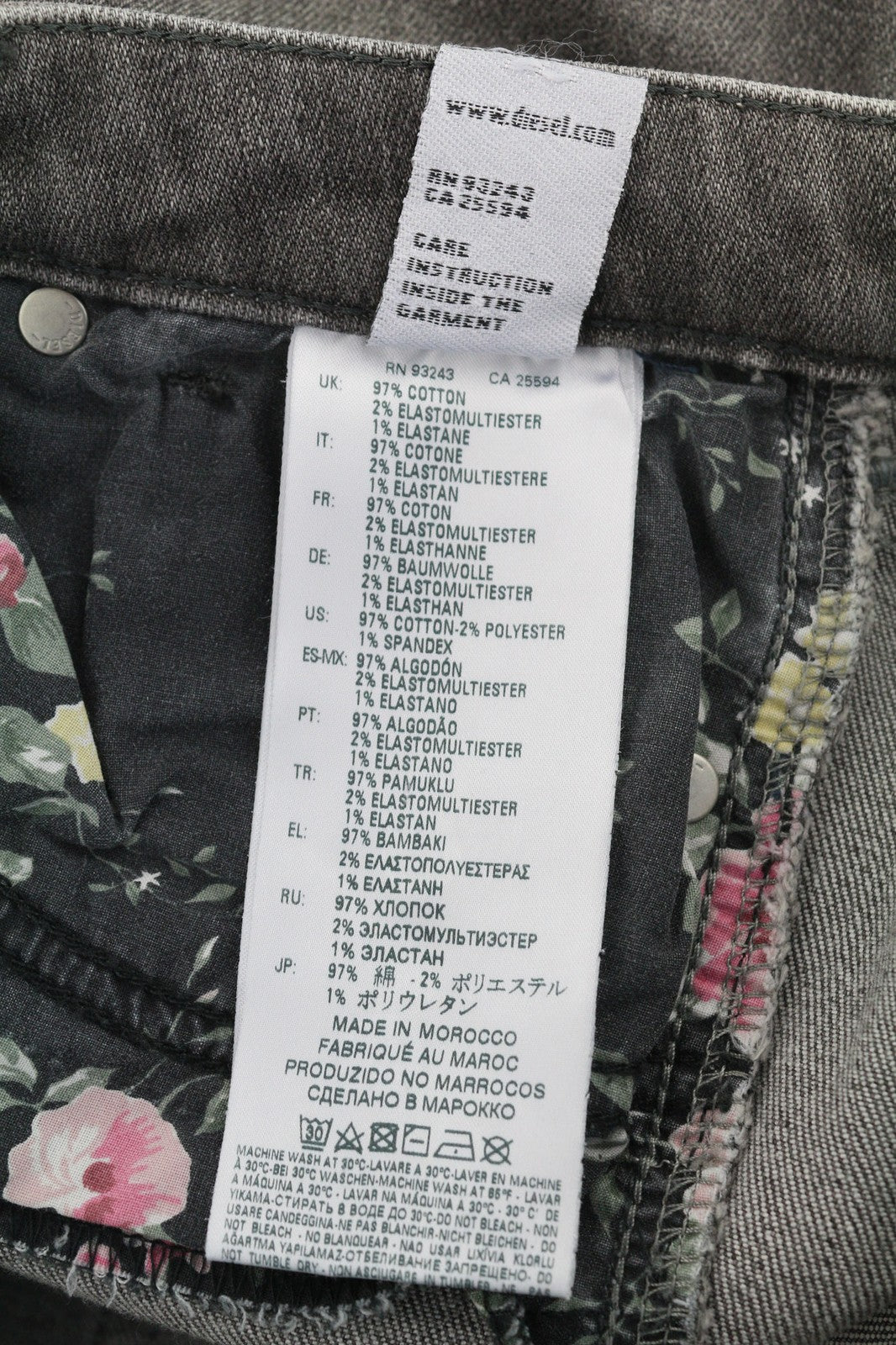 DIESEL Gracey 084GT Womens Jeans W27/L32 Super Slim Skinny Grey Stretchy Ripped