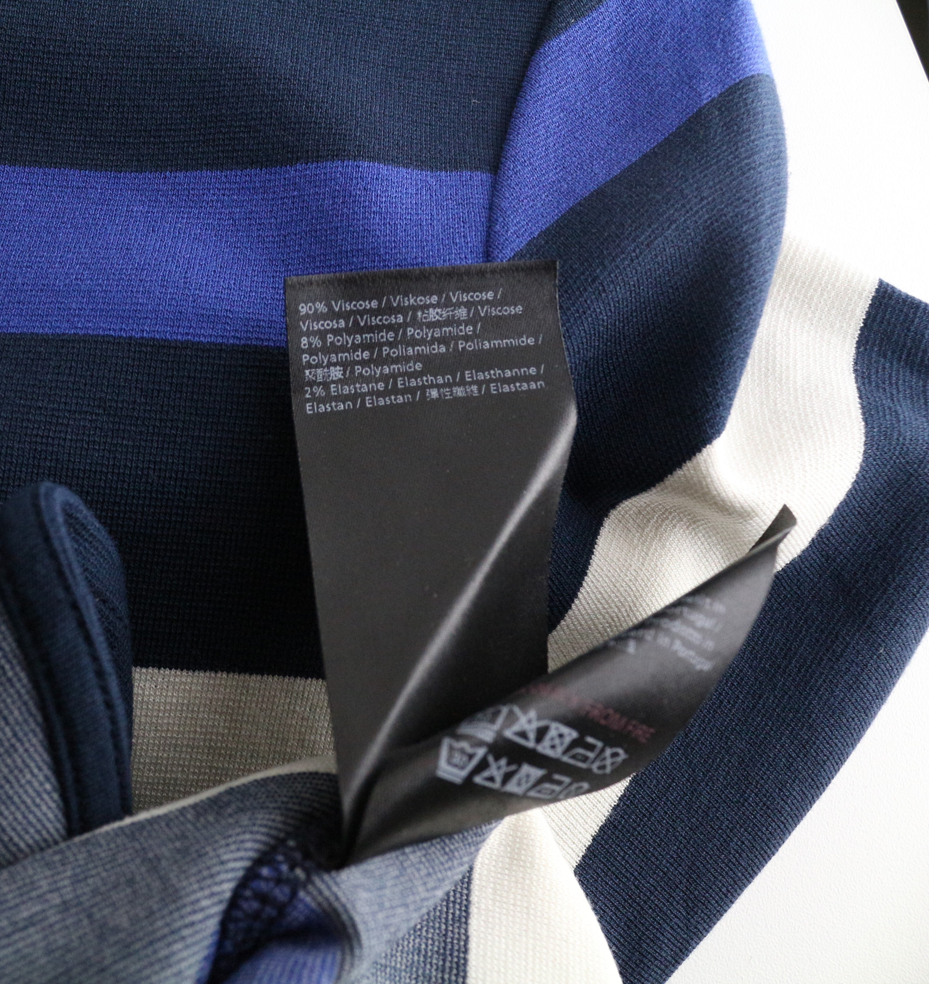 DENHAM Steal moteriška mėlyna raštuota megztinė suknelė virš kelių 