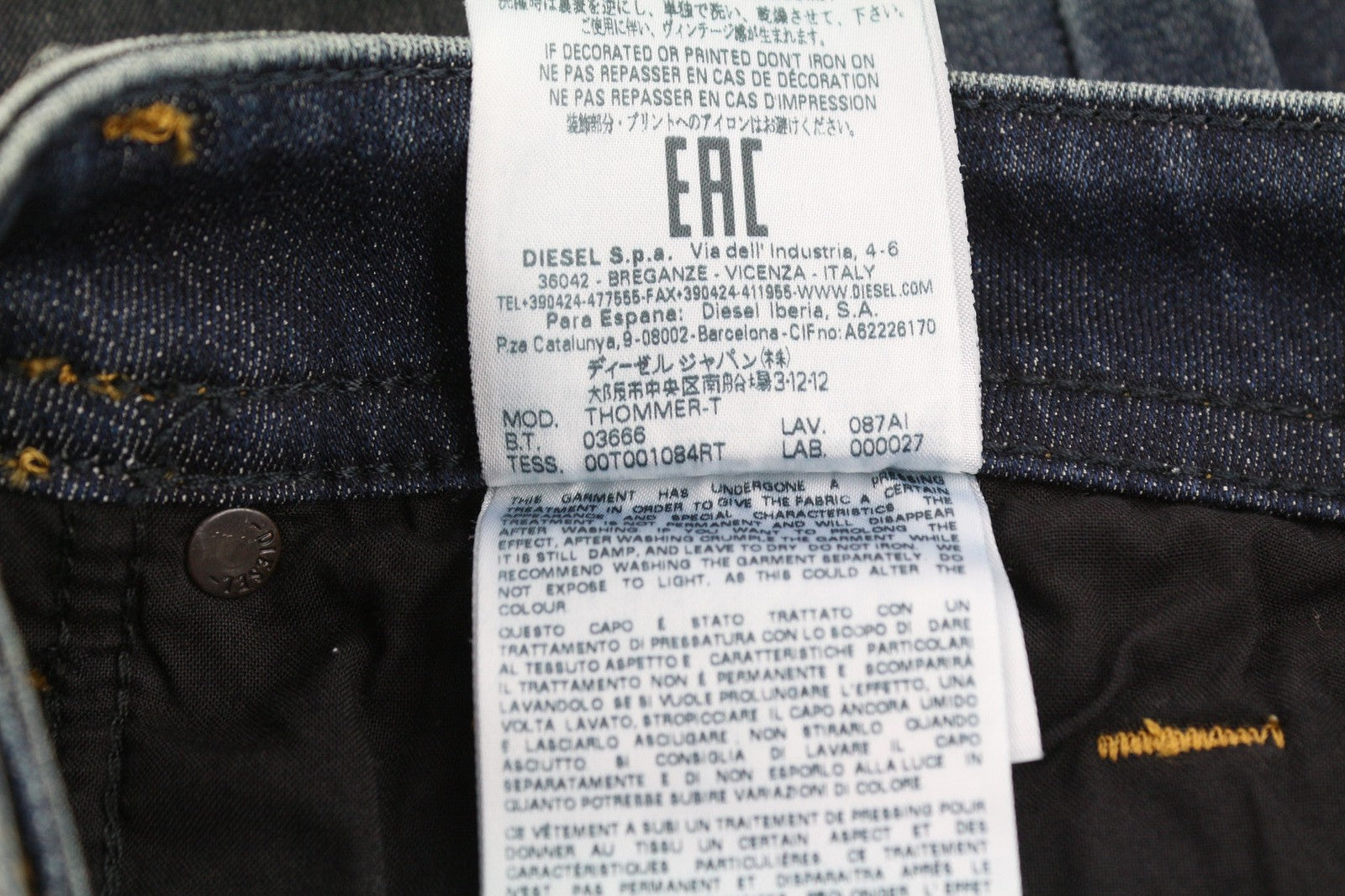 DIESEL Thommer-T 087AI vyriški džinsai W26 Sweat Jogg Slim Distressed mėlyna, elastinga 