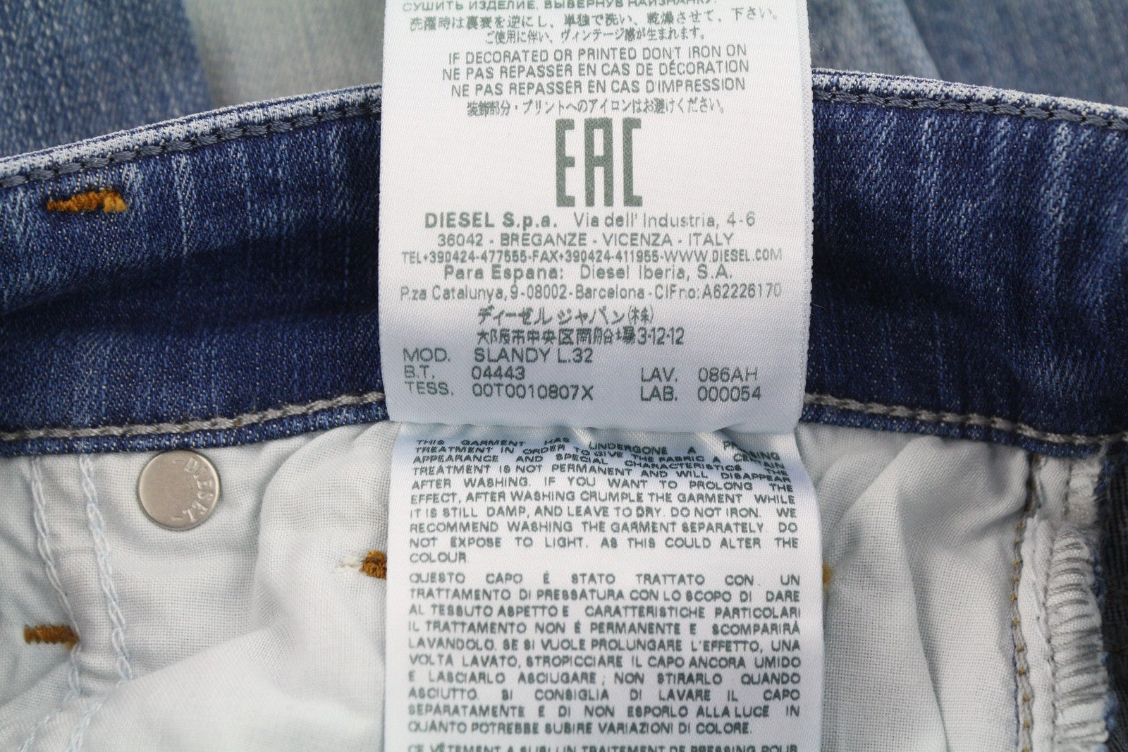 DIESEL Slandy 086AH Womens Jeans W25/L32 Super Slim Skinny Blue Stretchy Ripped