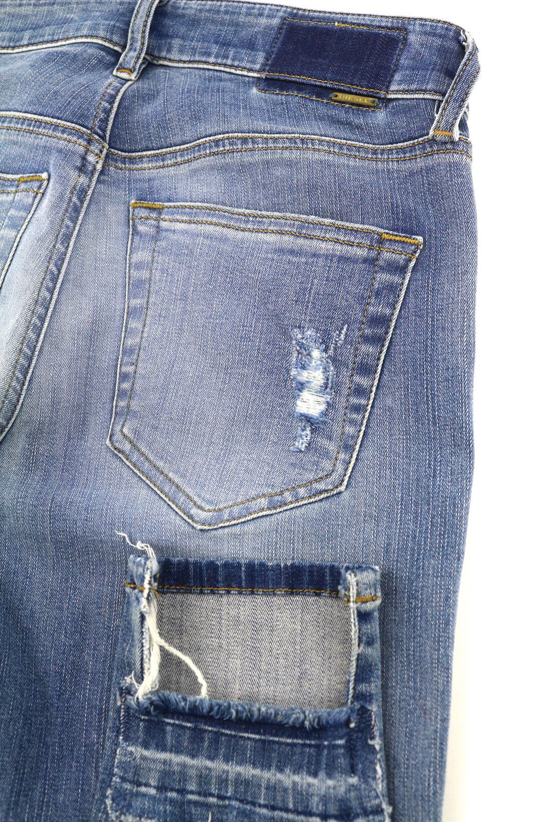 DIESEL Slandy 086AH Womens Jeans W25/L32 Super Slim Skinny Blue Stretchy Ripped