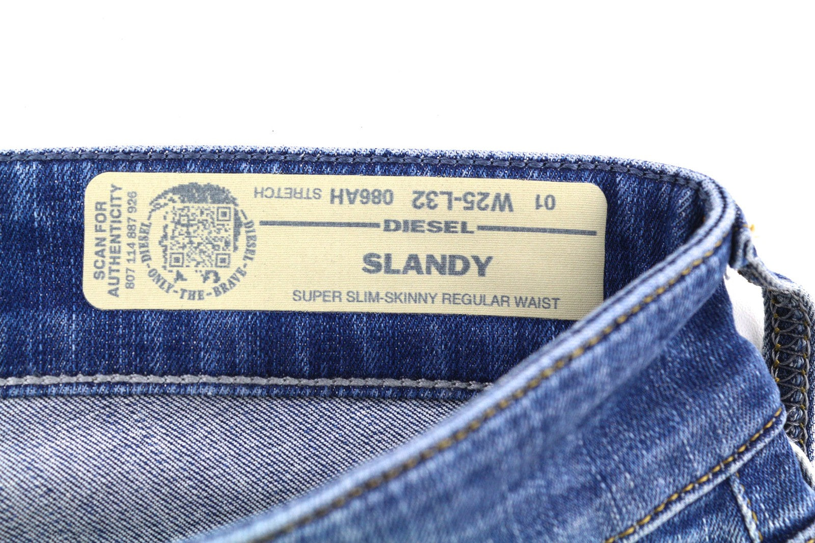 DIESEL Slandy 086AH Womens Jeans W25/L32 Super Slim Skinny Blue Stretchy Ripped