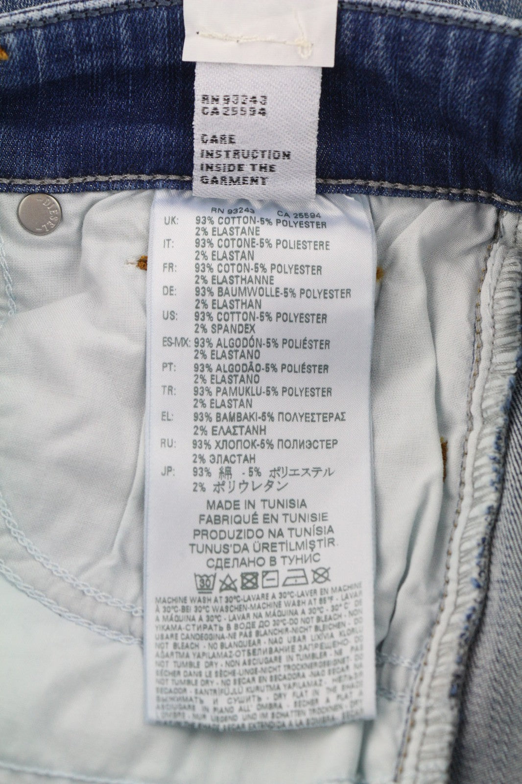 DIESEL Slandy 086AH Womens Jeans W25/L32 Super Slim Skinny Blue Stretchy Ripped