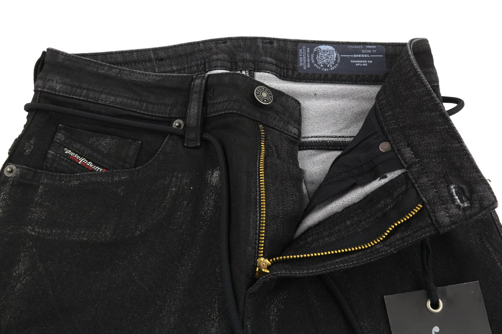 DIESEL Thommer CB-SP1-NE 0098U Vyriški džinsai W26 Sweat Jogg padengta plona juoda 