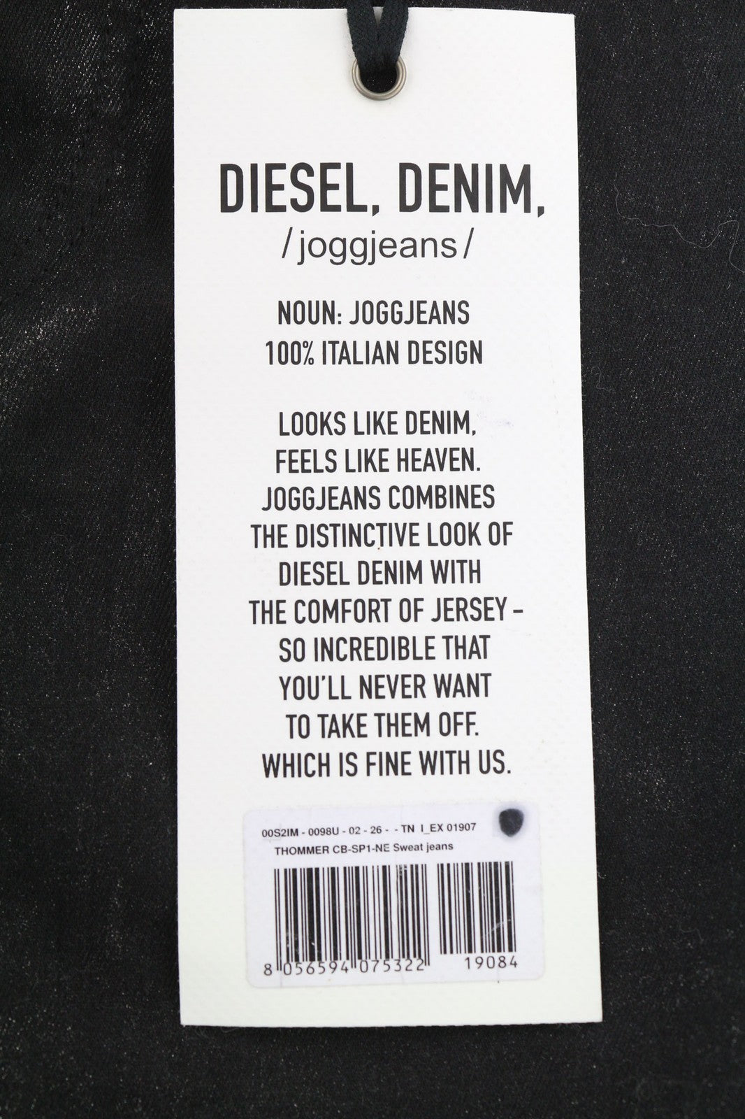 DIESEL Thommer CB-SP1-NE 0098U Vyriški džinsai W26 Sweat Jogg padengta plona juoda 