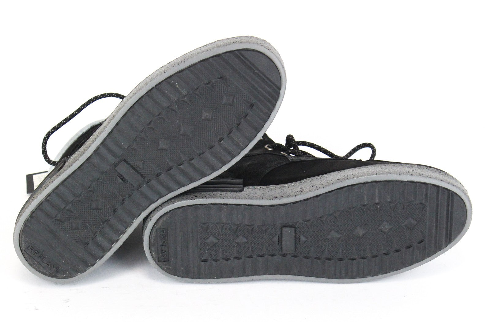 REPLAY vyriški juodi pilki aukštakulniai laisvalaikio batai su raišteliais, EU42, juodi, pilki 