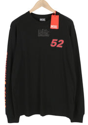 DIESEL T-Just-LS-C3 vyriški marškinėliai XL dydžio, juodi, medvilniniai, apvalia apykakle, ilgomis rankovėmis. Rekomenduojama kaina – 70 €. 