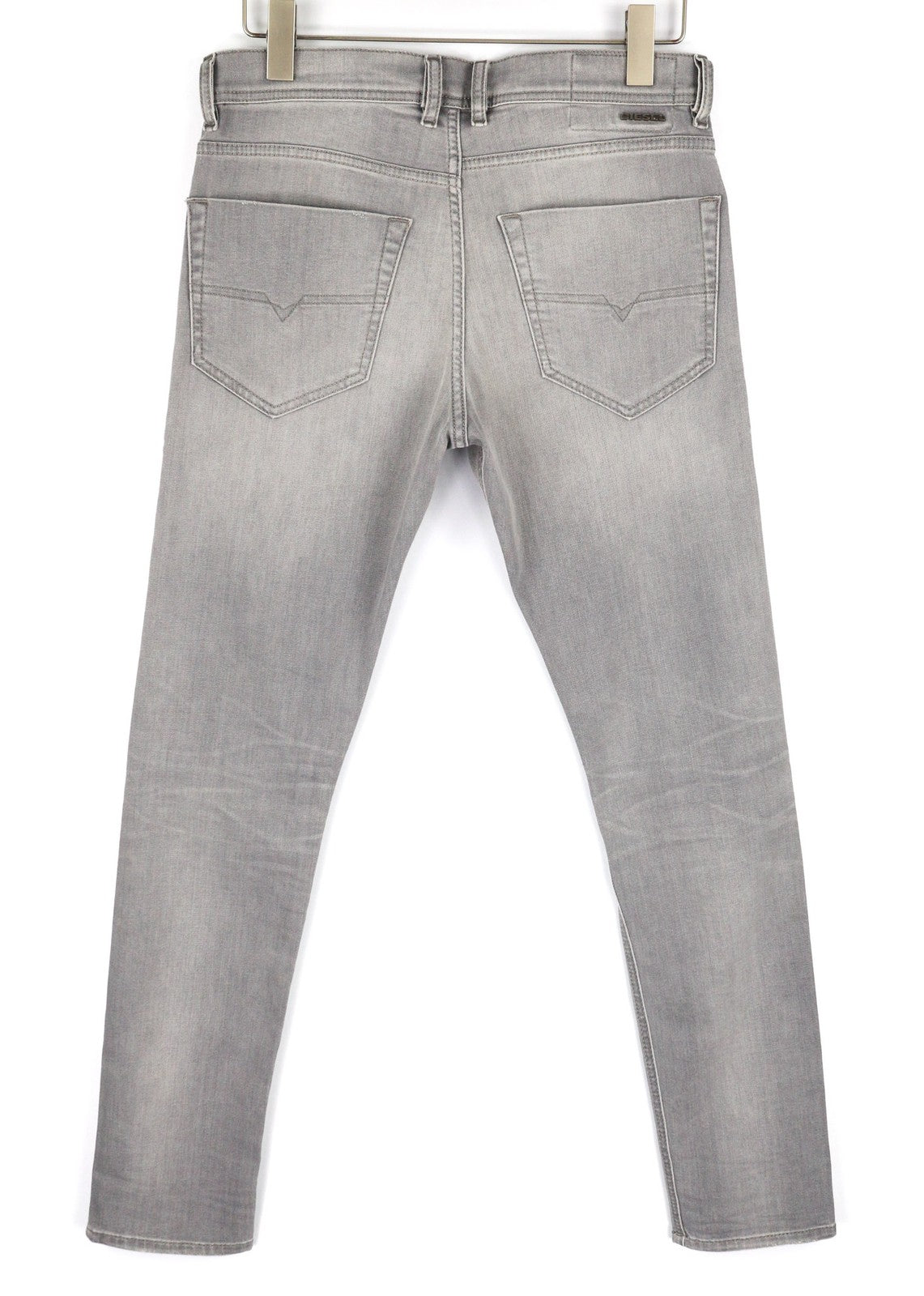 DIESEL Tepphar 0687W vyriški džinsai W30/L32 Slim morkų pilkos spalvos, tamprios, plėšytos medvilnės