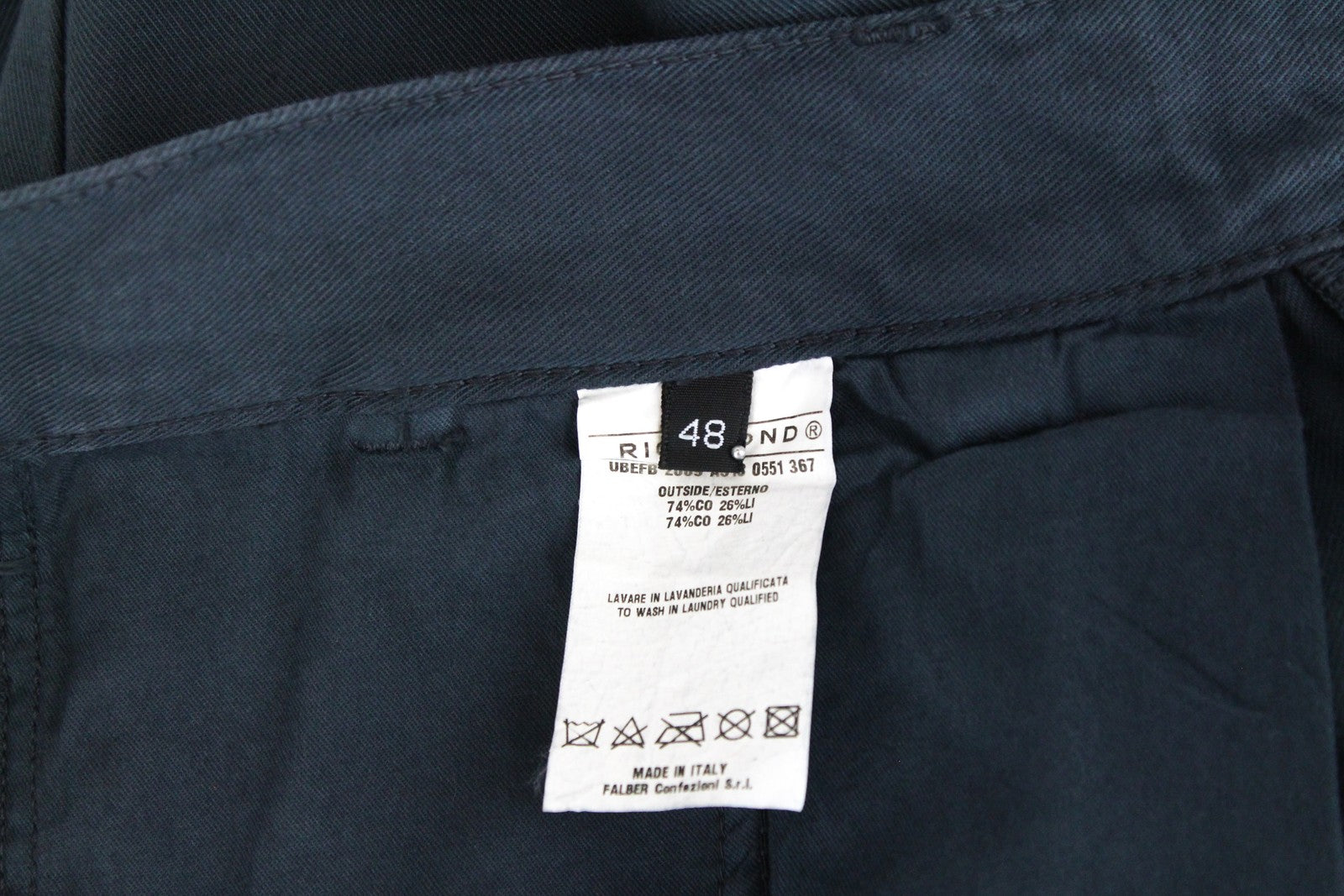 RICHMOND Men's 48 Blue Loose Fit Cotton Linen Pleated Front Casual Trousers