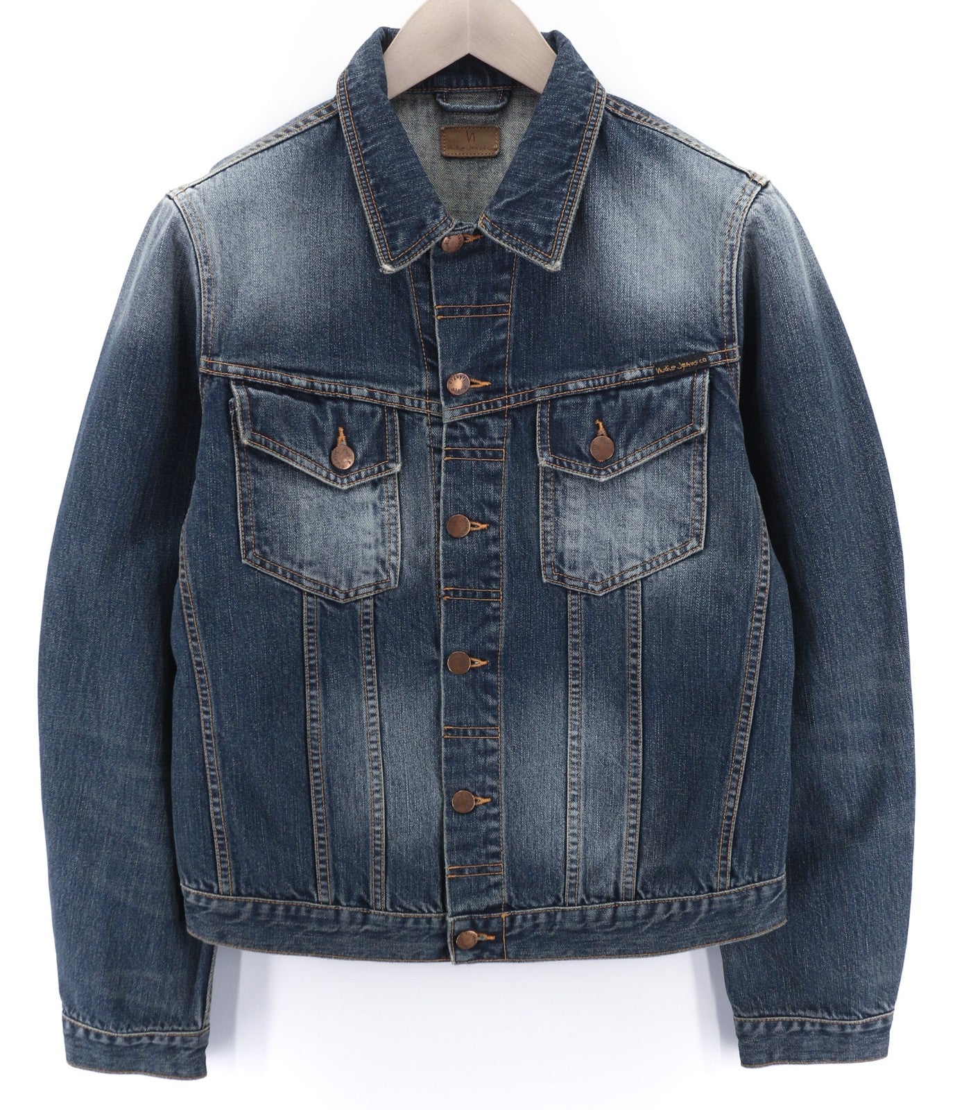 Nudie Jeans Billy Blue Friend vyriška striukė M be pamušalo, džinsinio kaklo, ekologiška 