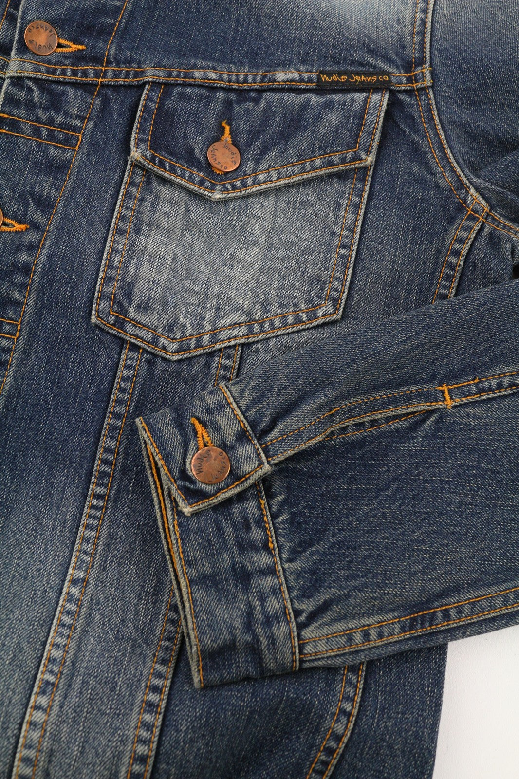 Nudie Jeans Billy Blue Friend vyriška striukė M be pamušalo, džinsinio kaklo, ekologiška 