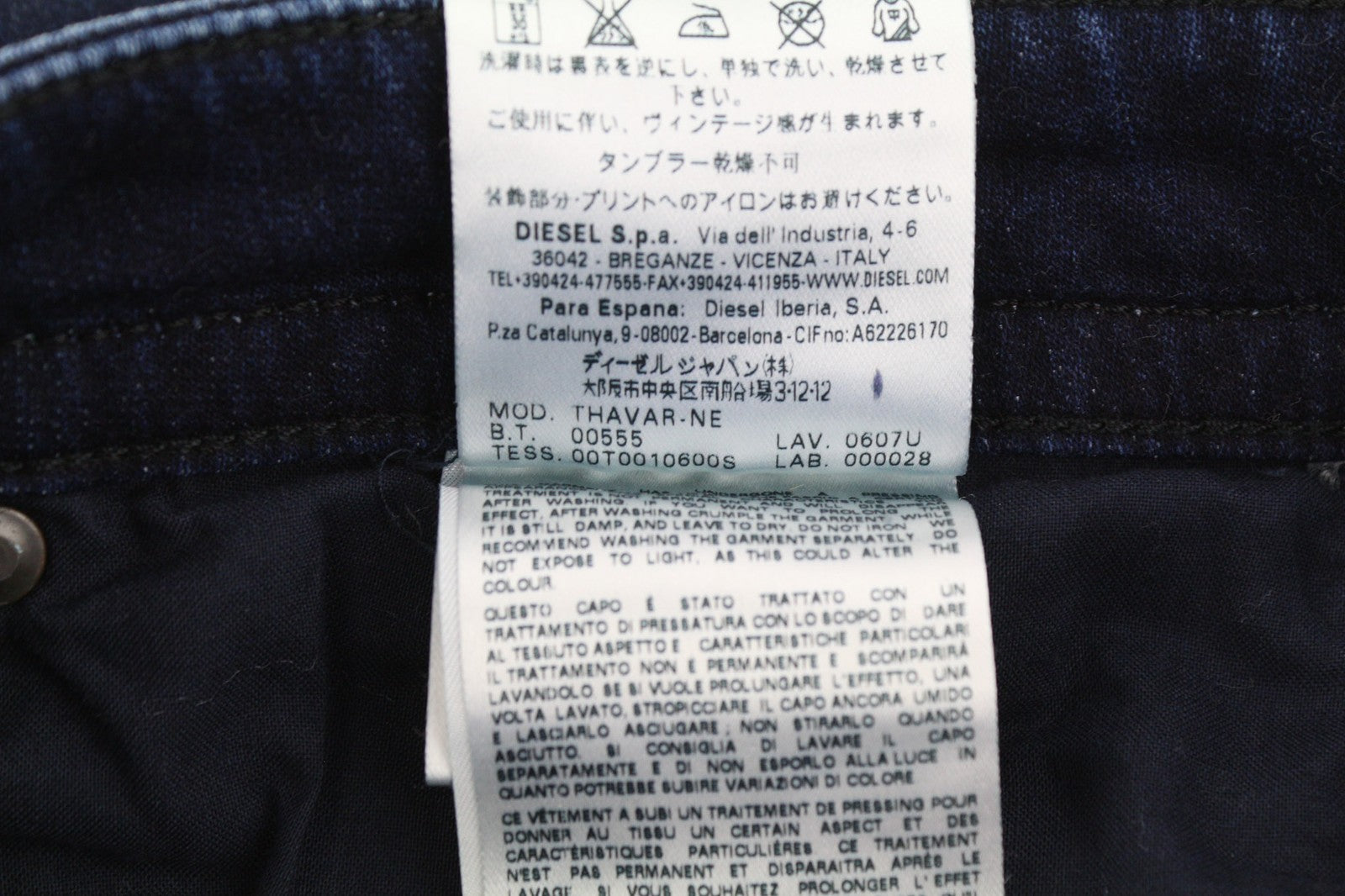 DIESEL Thavar-NE 0607U Mens Jeans W28 Sweat Jogg Slim Dark Blue Stretchy Ripped