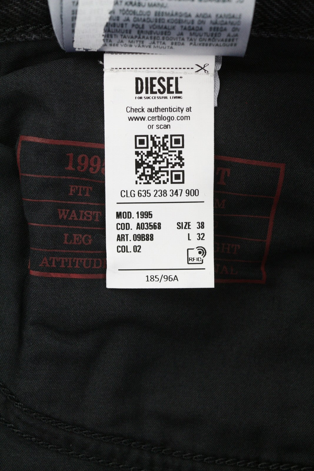 DIESEL 1995 D-SARK 09B88 vyriški džinsai W38/L32 Slim tiesūs juodi RRP 185 € 