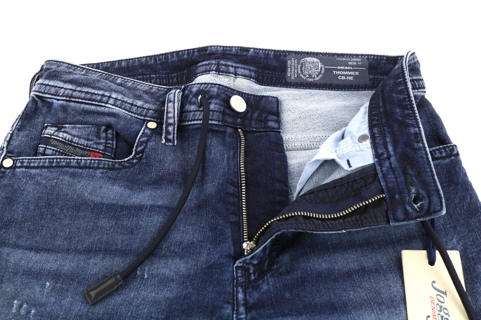 DIESEL Thommer CB-NE 0699Z Vyriški džinsai W28 Sweat Jogg Slim Blue elastingi 