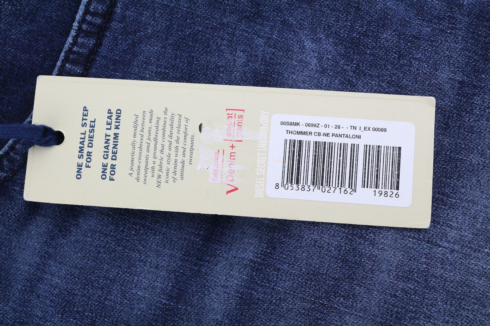 DIESEL Thommer CB-NE 0699Z Vyriški džinsai W28 Sweat Jogg Slim Blue elastingi 