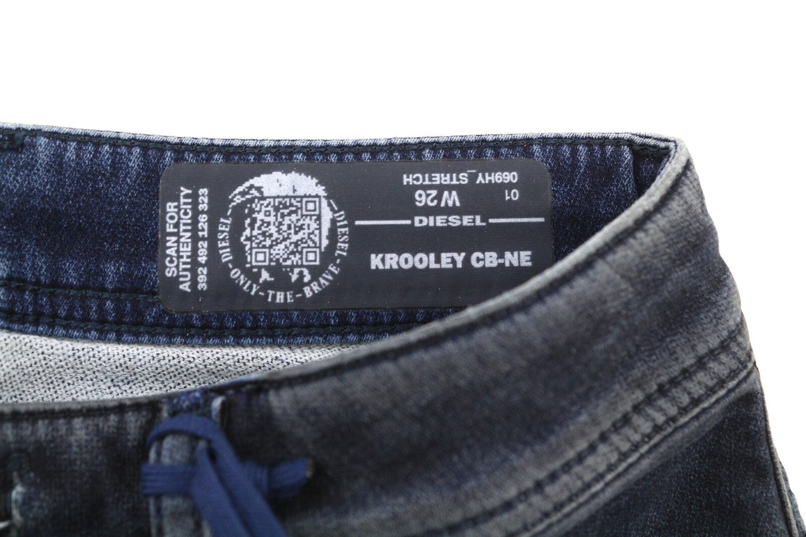 DIESEL Krooley CB-NE 069HY vyriški džinsai W26 sportiniai jogg siaurėjantys mėlyni tamprūs 