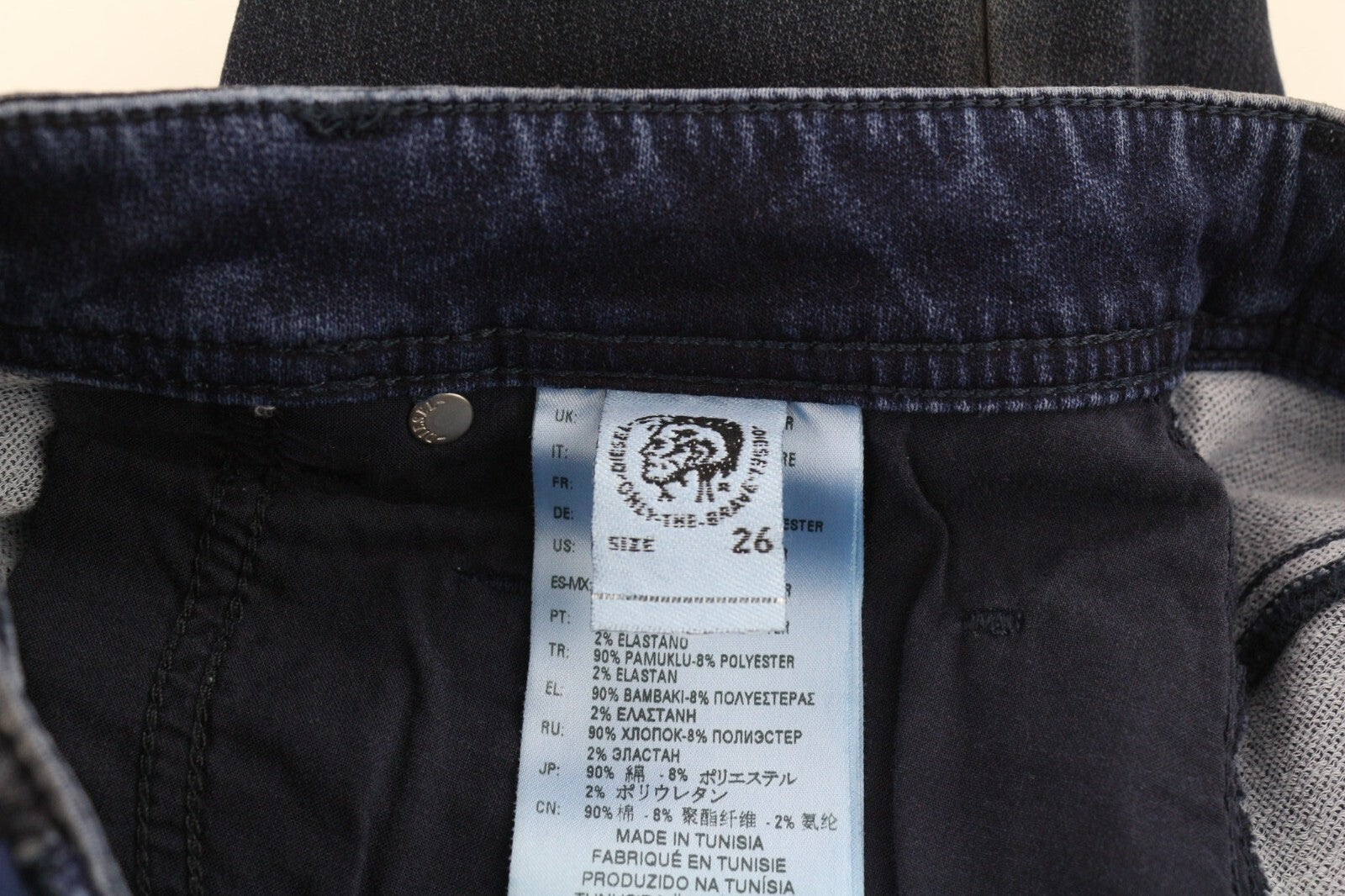 DIESEL Krooley CB-NE 069HY vyriški džinsai W26 sportiniai jogg siaurėjantys mėlyni tamprūs 