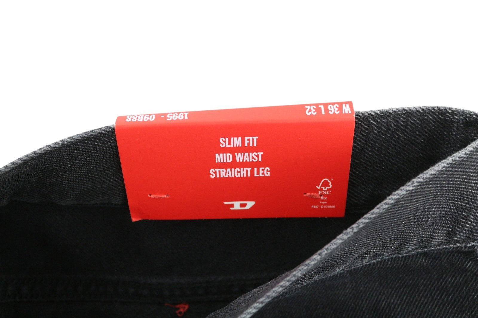 DIESEL 1995 D-SARK 09B88 vyriški džinsai W36/L32 Slim tiesūs skalbtos juodos spalvos RRP 185 € 