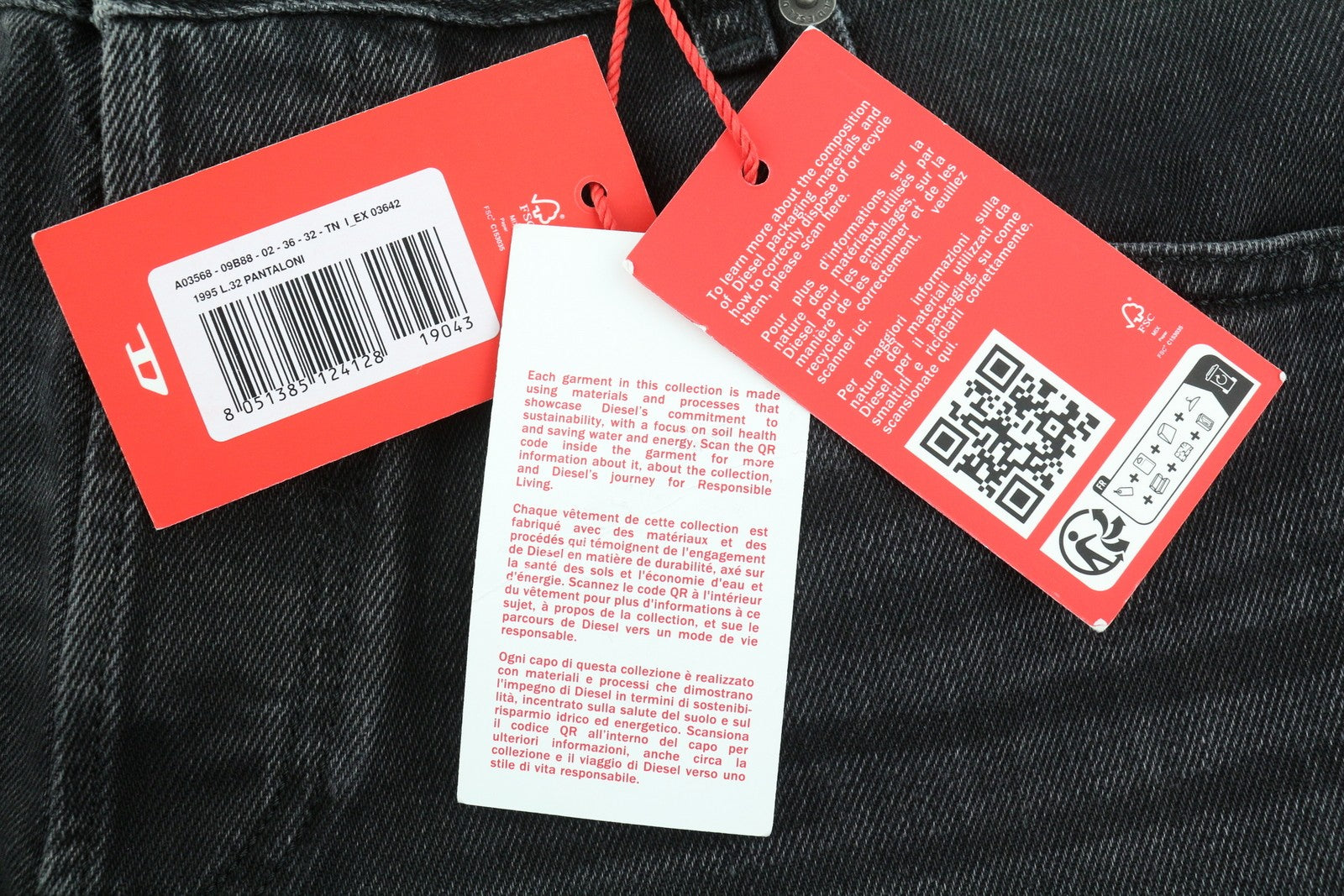 DIESEL 1995 D-SARK 09B88 vyriški džinsai W36/L32 Slim tiesūs skalbtos juodos spalvos RRP 185 € 