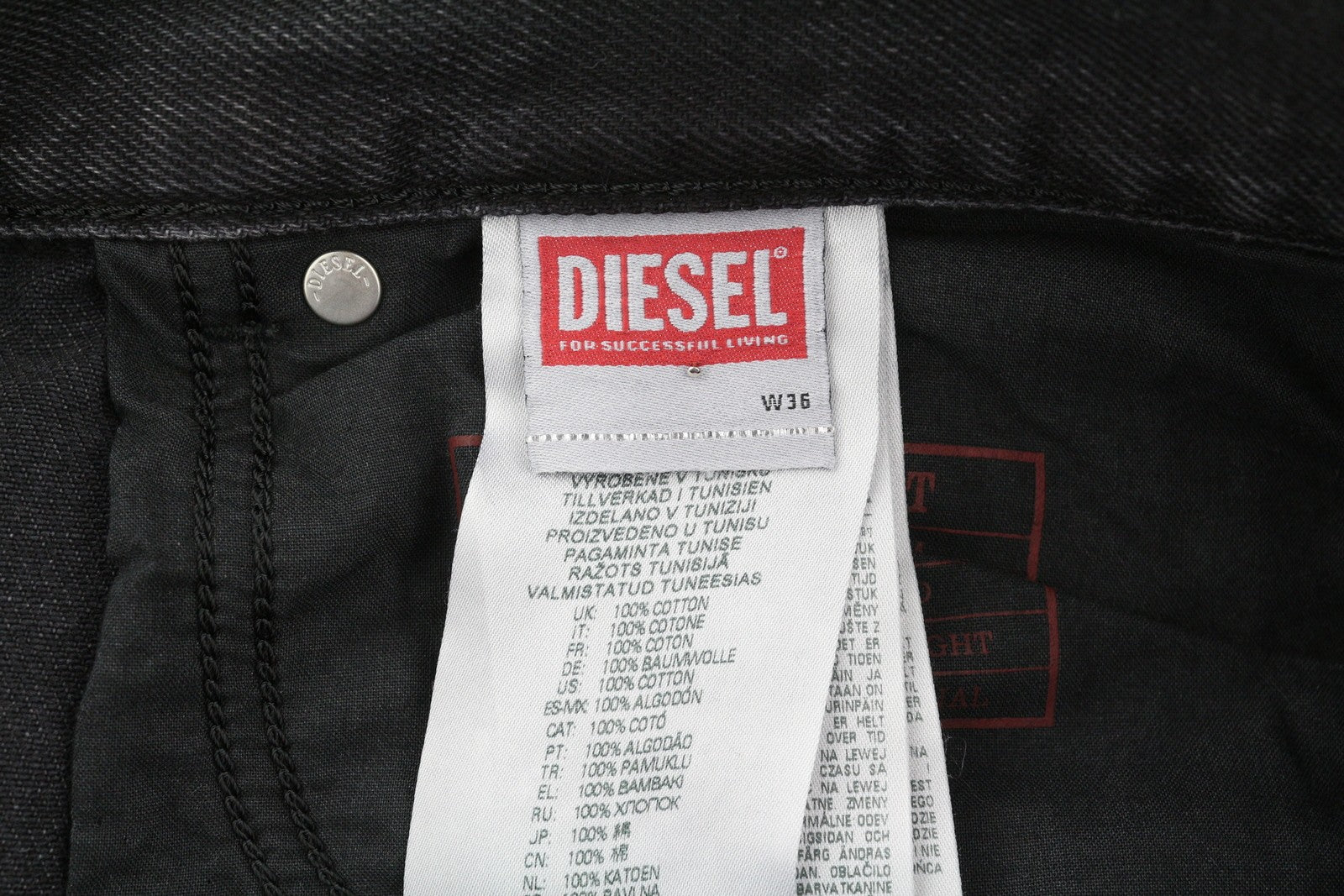 DIESEL 1995 D-SARK 09B88 vyriški džinsai W36/L32 Slim tiesūs skalbtos juodos spalvos RRP 185 € 