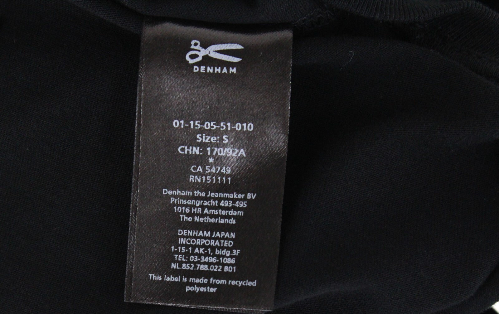 DENHAM Tubular Besiūliai vyriški juodi medvilniniai laisvalaikio marškinėliai apvaliu kaklu S dydžio