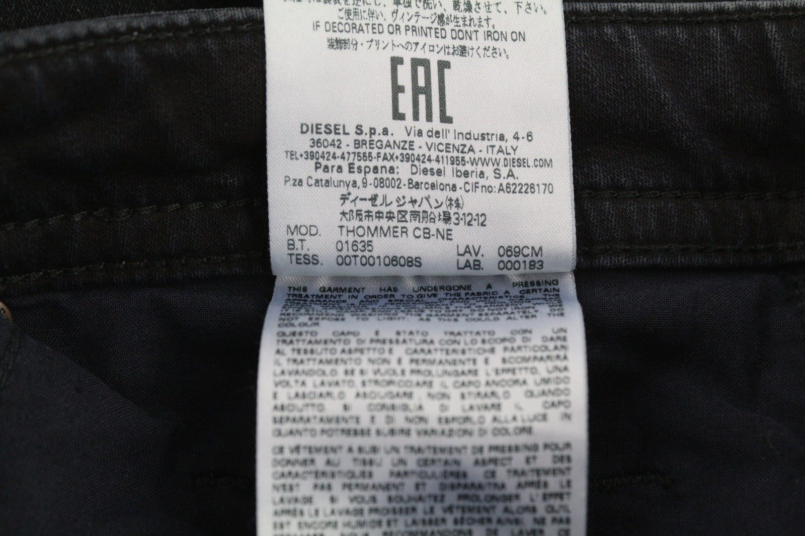 DIESEL Thommer CB-NE 069CM vyriški džinsai W26 Sweat Jogg ploni tamsiai mėlyni, elastingi 