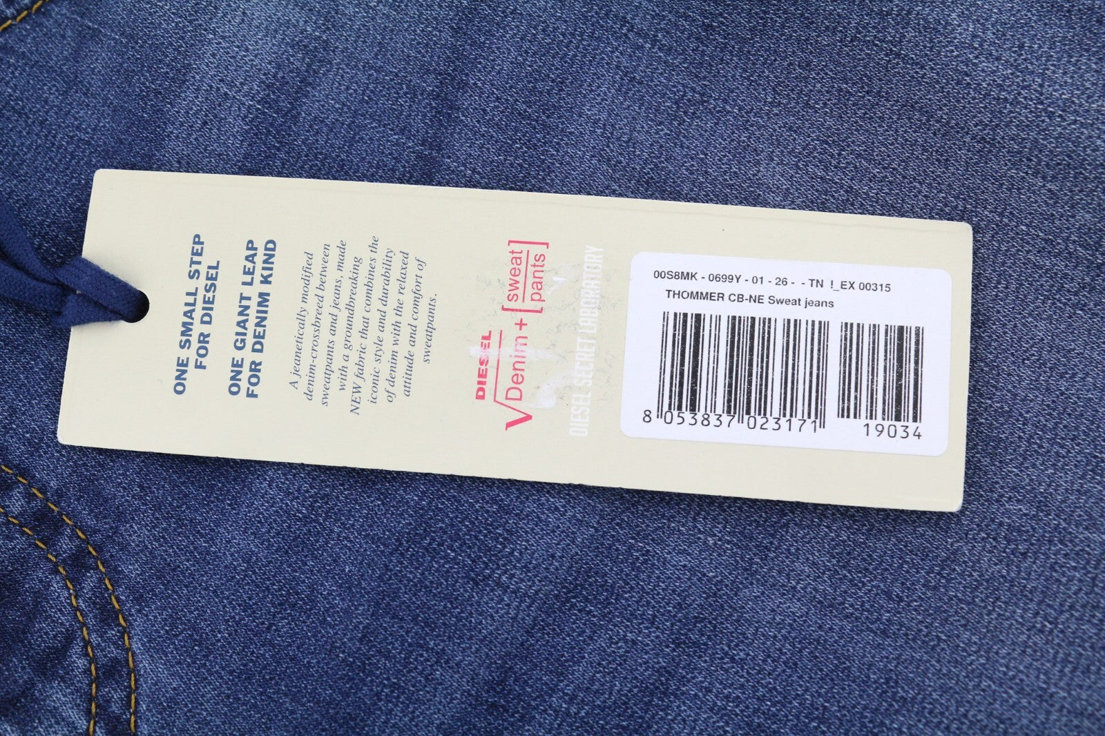 DIESEL Thommer CB-NE 0699Y Mens Jeans W26 Sweat Jogg Slim Blue Stretchy Washed