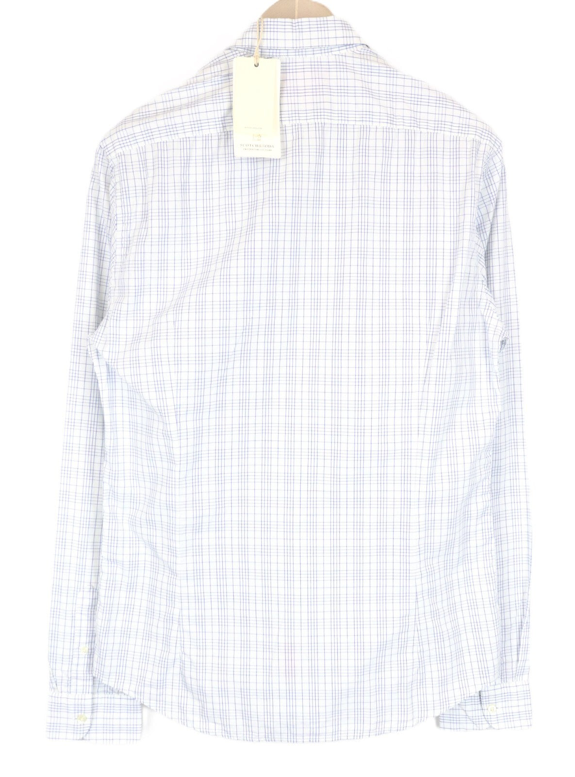 SCOTCH &amp; SODA vyriški M dydžio languoti mėlyni balti marškiniai su medvilninėmis kišenėmis ir sagomis 