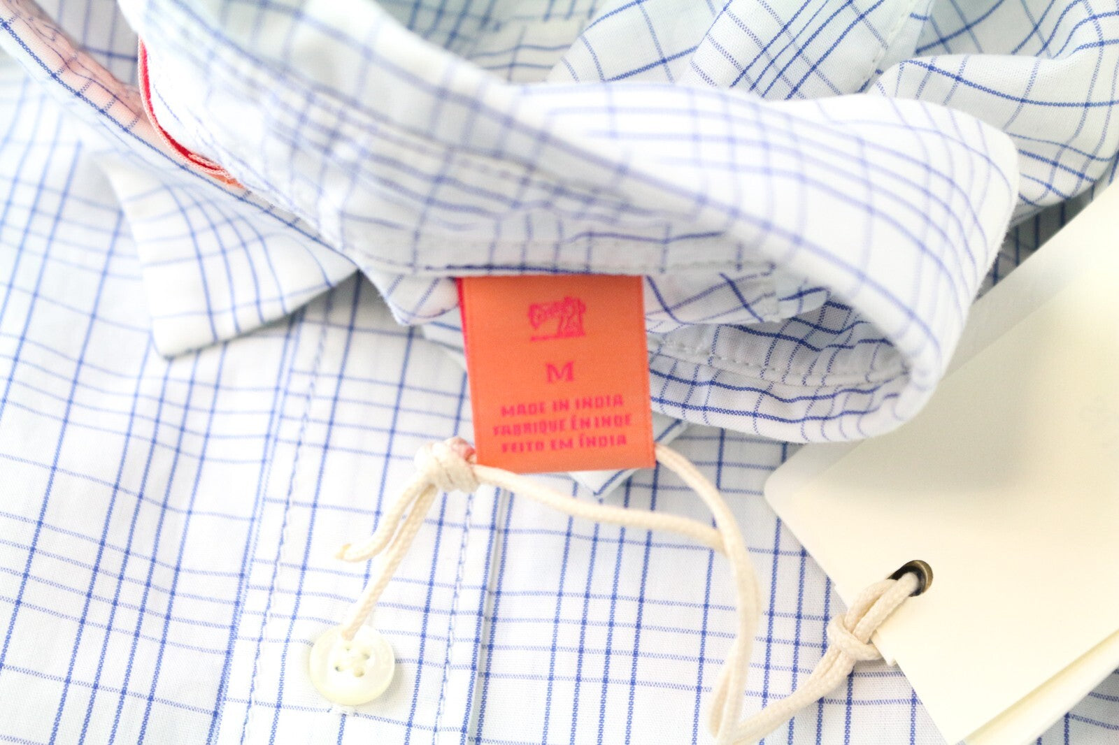 SCOTCH &amp; SODA vyriški M dydžio languoti mėlyni balti marškiniai su medvilninėmis kišenėmis ir sagomis 