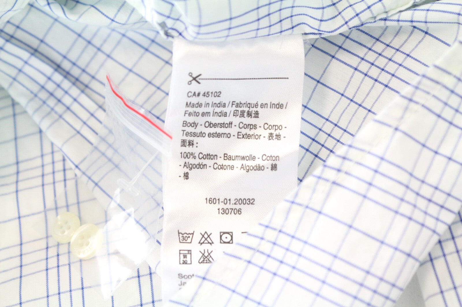 SCOTCH &amp; SODA vyriški M dydžio languoti mėlyni balti marškiniai su medvilninėmis kišenėmis ir sagomis 