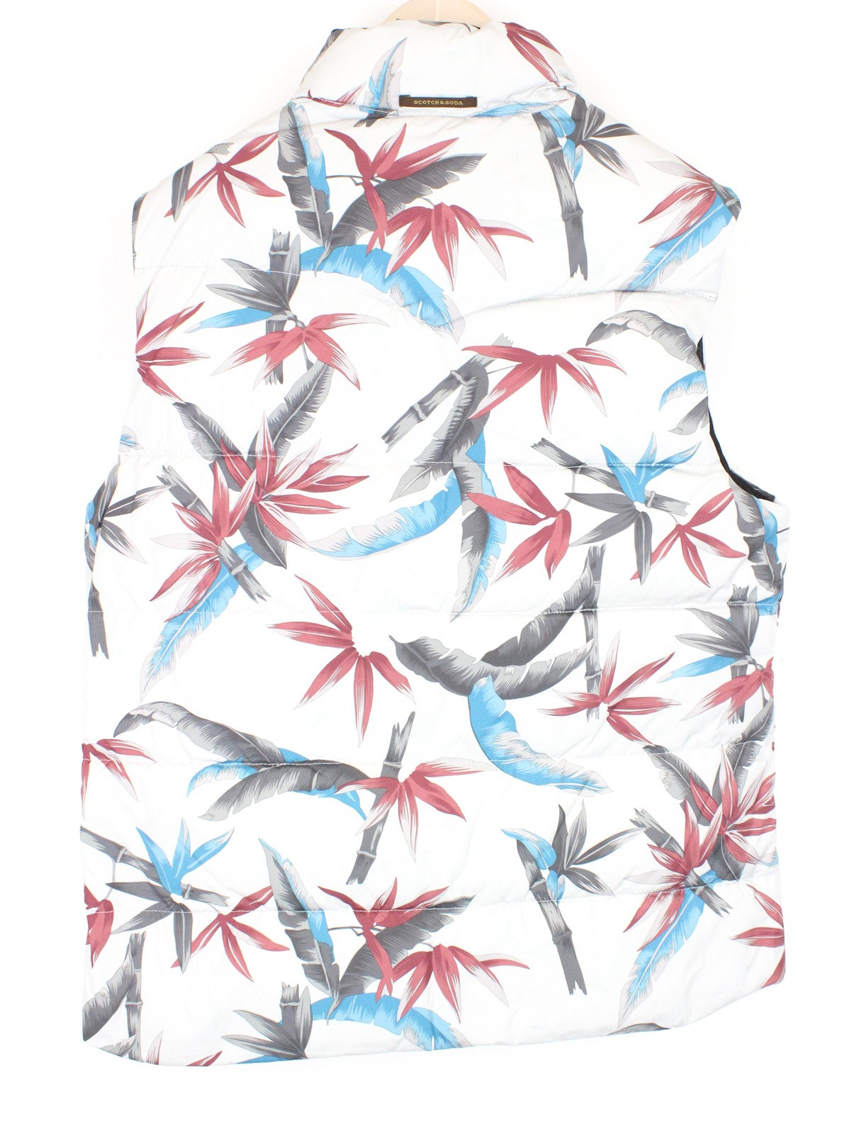 SCOTCH &amp; SODA vyriška L dydžio dvipusė lapų rašto pūsta liemenė su spaudėmis 