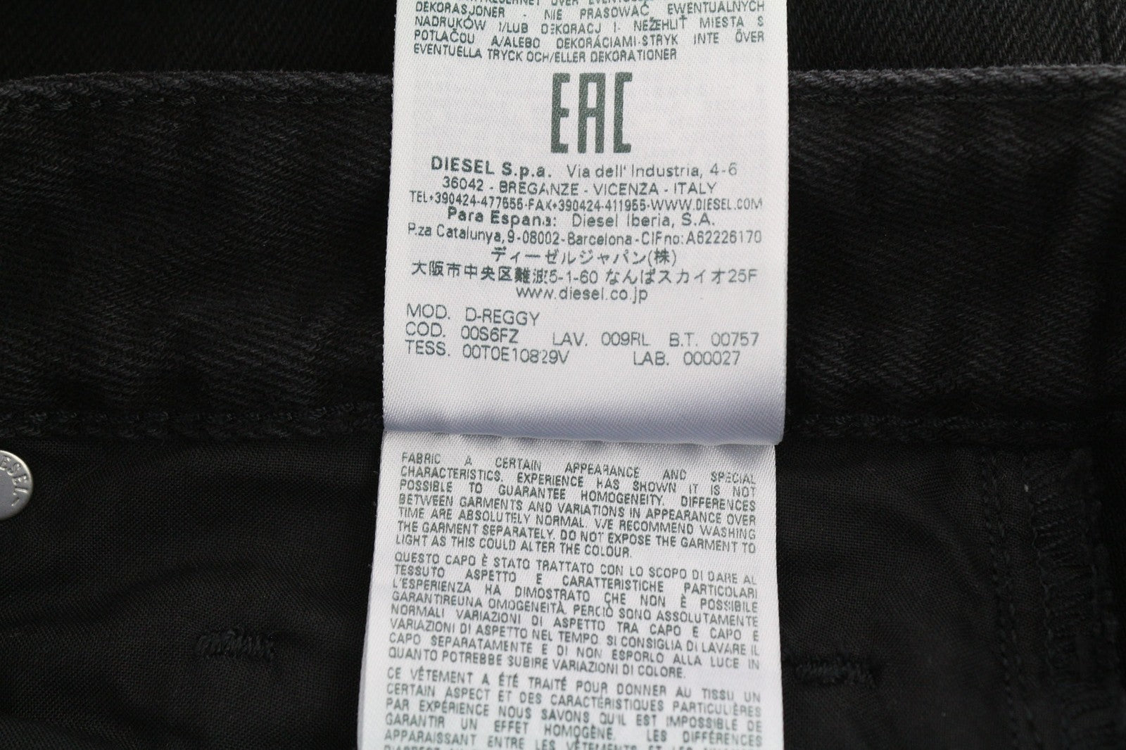 DIESEL D-Reggy 009RL Womens Jeans W27/L30 Straight  Black  Cotton Casual
