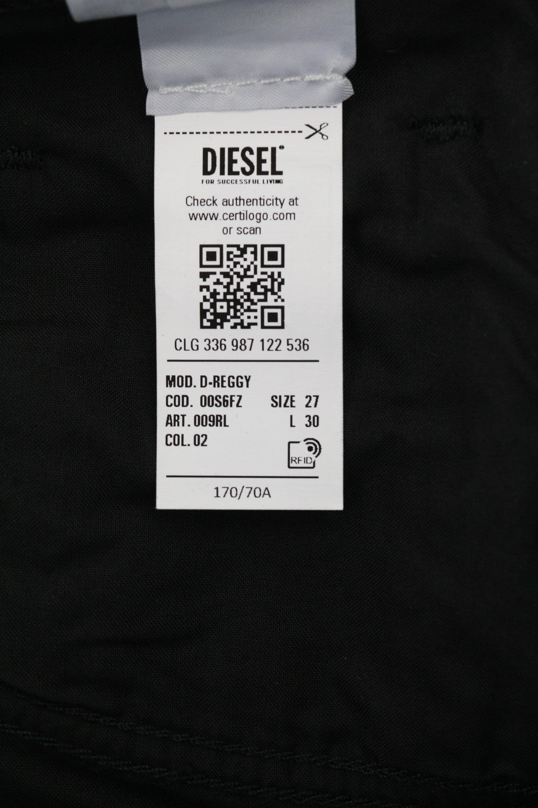 DIESEL D-Reggy 009RL Womens Jeans W27/L30 Straight  Black  Cotton Casual