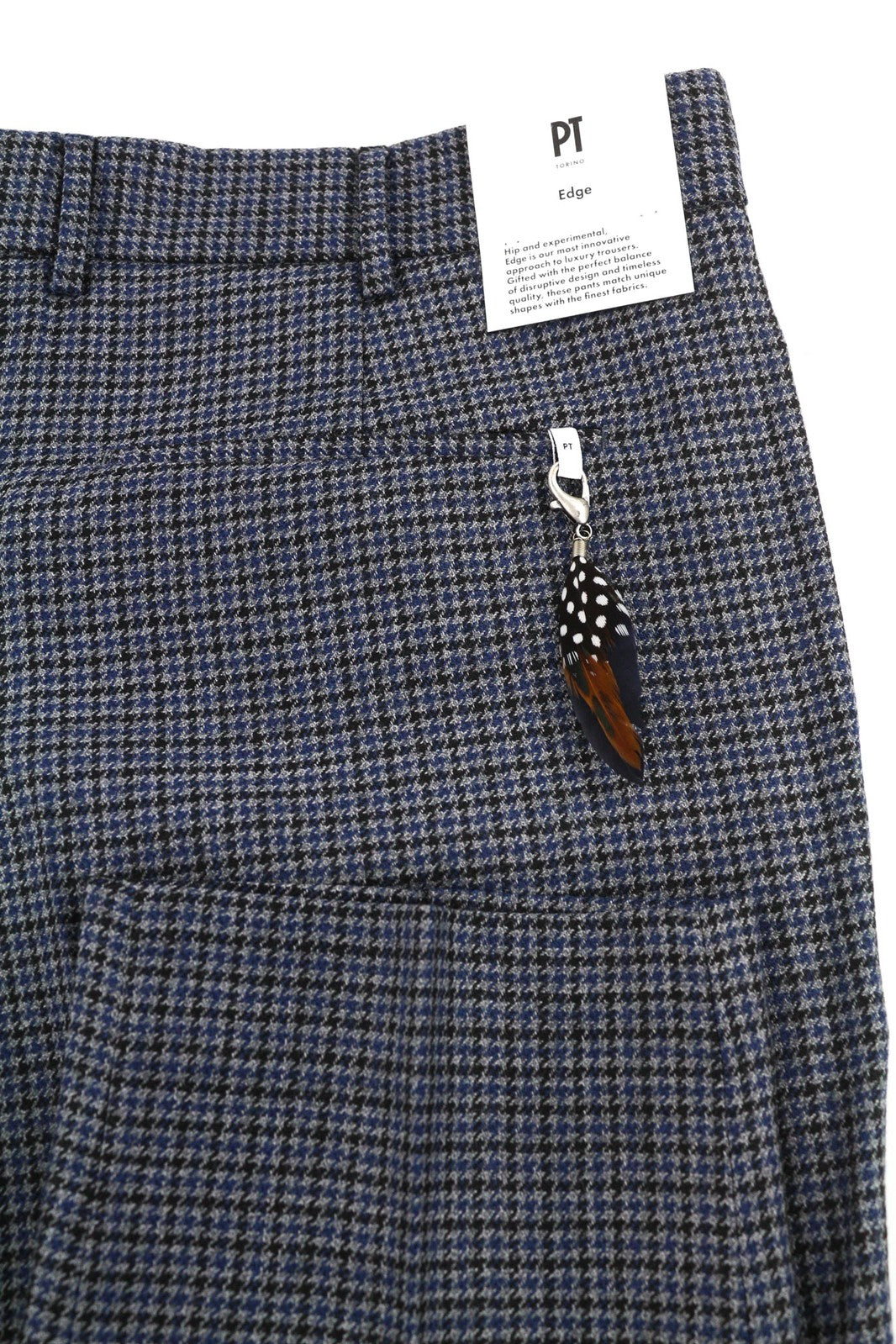 PT TORINO vyriškos kelnės 54 W39 Rebel mėlyna pilka raštuota grynos vilnos klostuota suknelė 