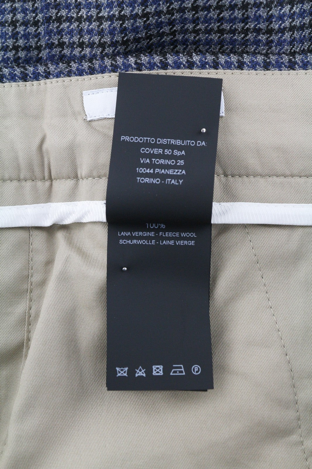 PT TORINO vyriškos kelnės 54 W39 Rebel mėlyna pilka raštuota grynos vilnos klostuota suknelė 