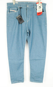 DIESEL D-Vider 069MQ vyriški džinsai W36/L32 morkų kirpimo, mėlyni, medvilniniai, su 5 kišenėmis. 