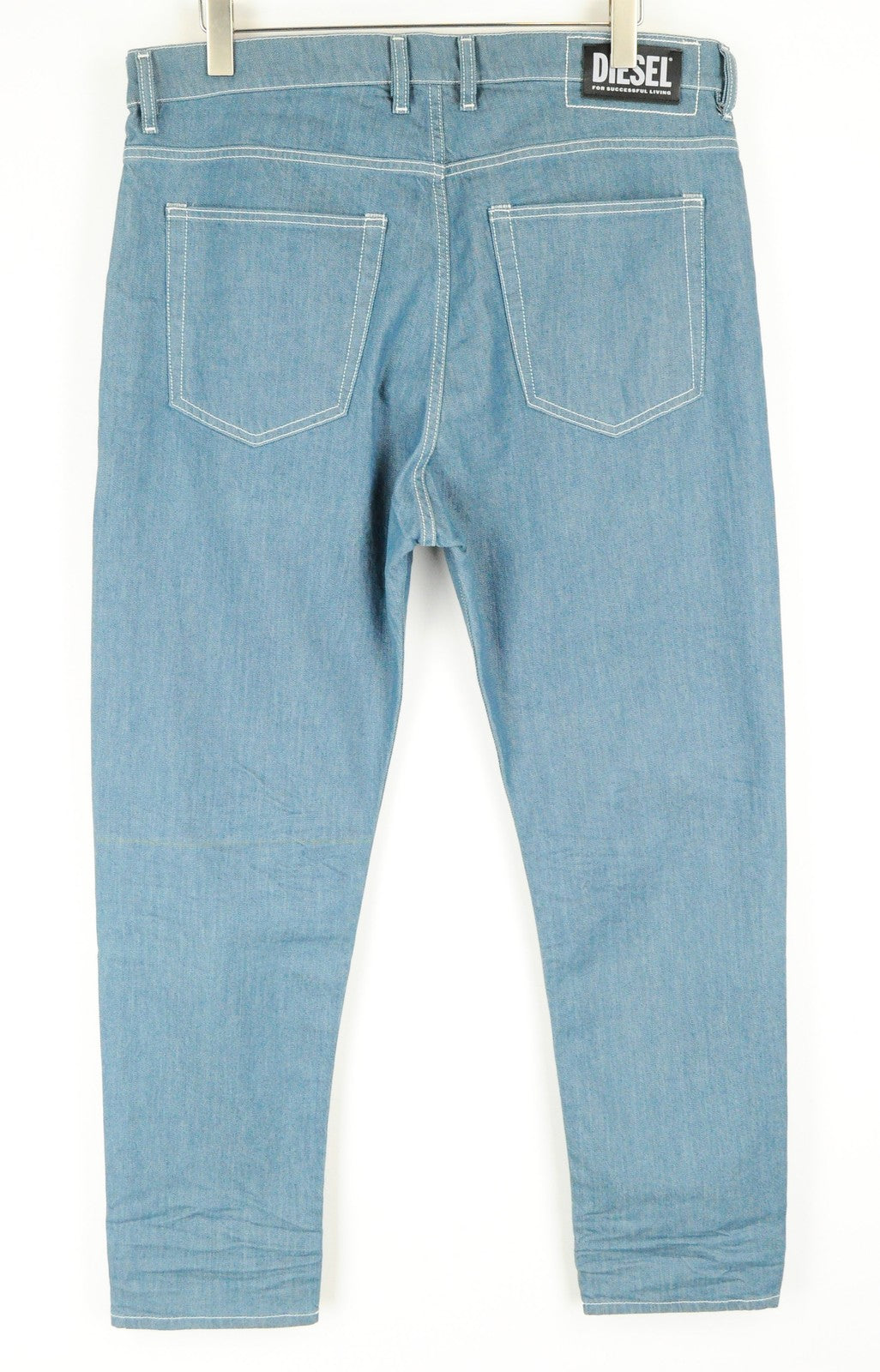 DIESEL D-Vider 069MQ vyriški džinsai W36/L32 morkų kirpimo, mėlyni, medvilniniai, su 5 kišenėmis. 