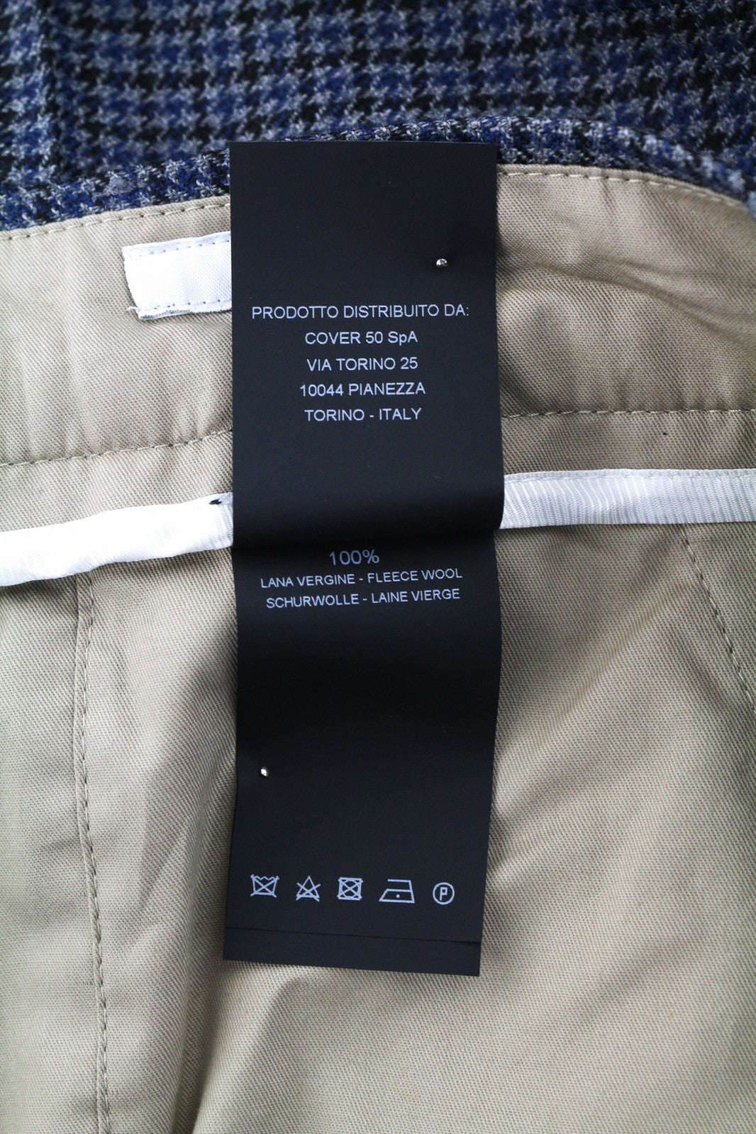 PT TORINO vyriškos kelnės 56 W39 Rebel mėlynos pilkos raštuotos grynos vilnos klostuotos 