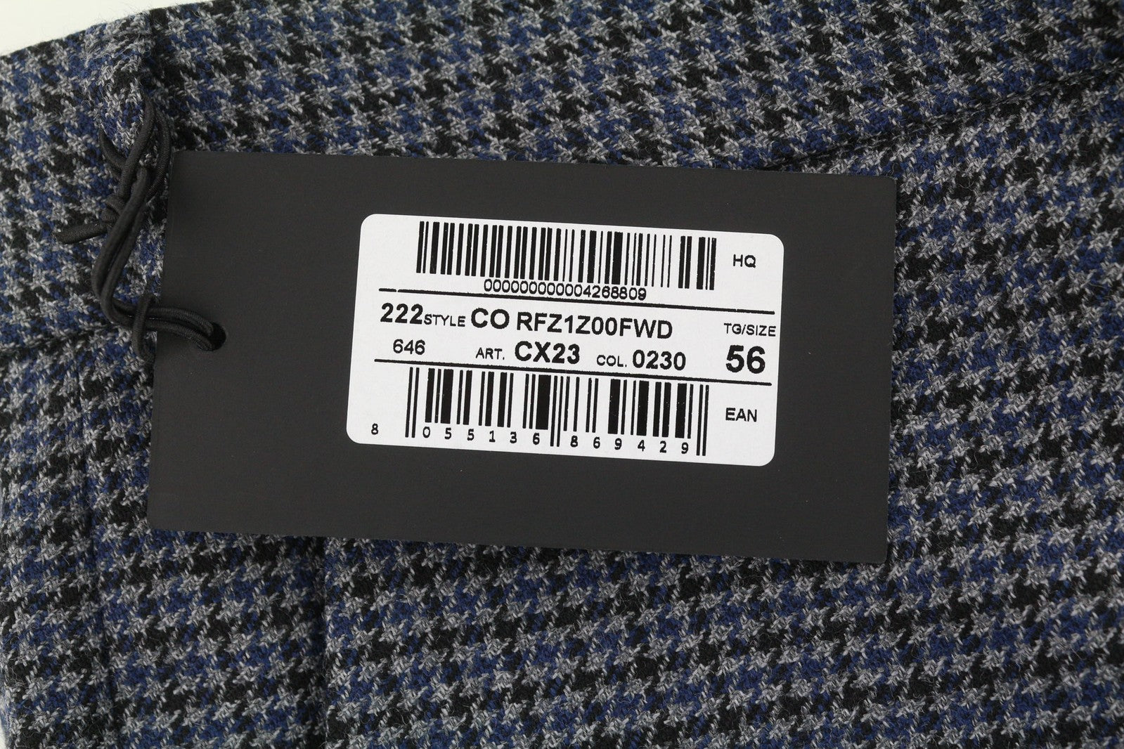 PT TORINO vyriškos kelnės 56 W39 Rebel mėlynos pilkos raštuotos grynos vilnos klostuotos 