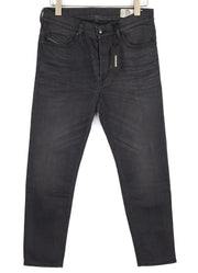 DIESEL Jifer 0859X vyriški džinsai W30/L34 Slim Tapered su sagomis ir juodi, tamprūs 