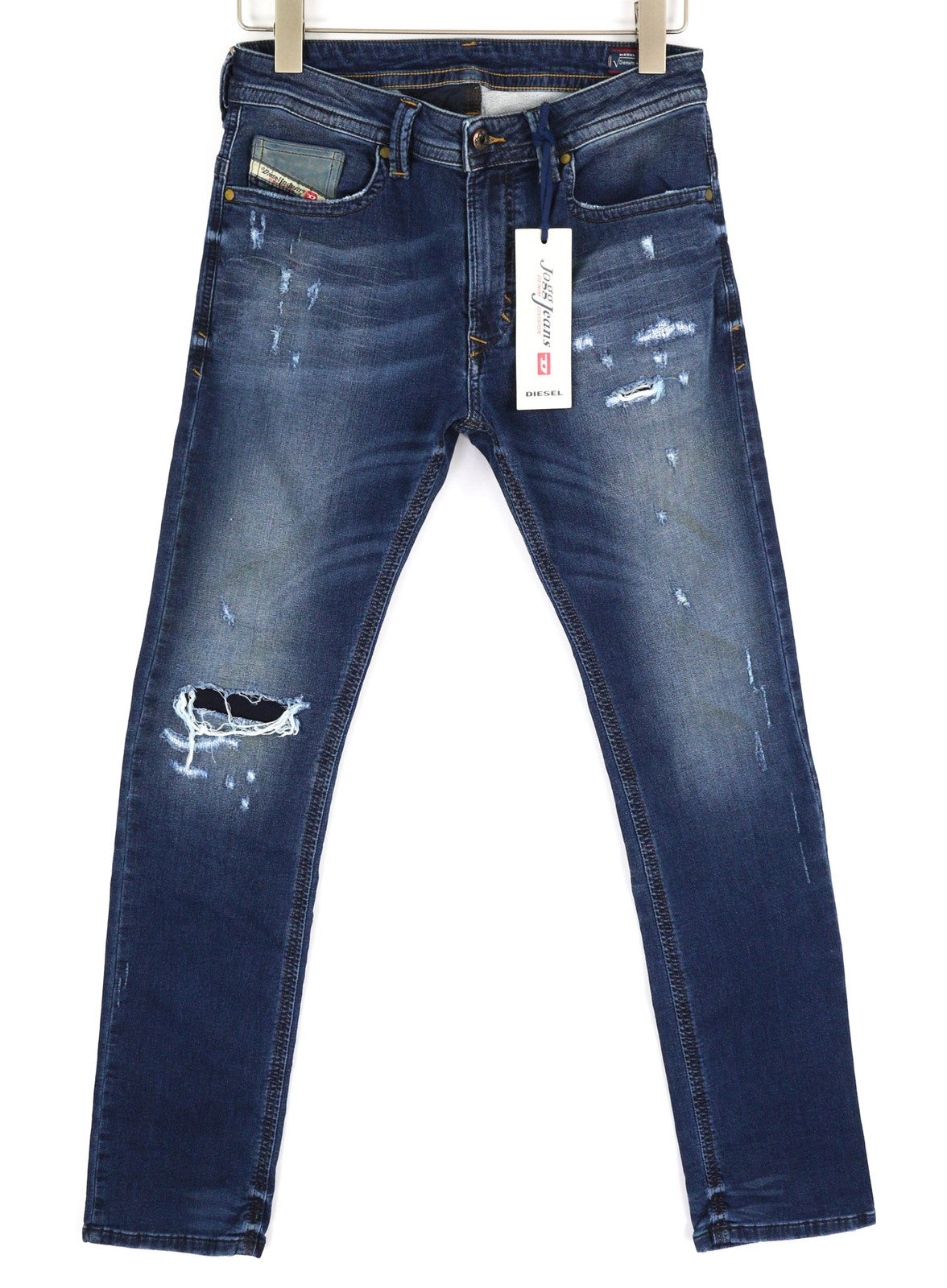 DIESEL Thavar-NE 0662L vyriški džinsai W28 Sweat Jogg Slim mėlyni, tamprūs, dėvėti 