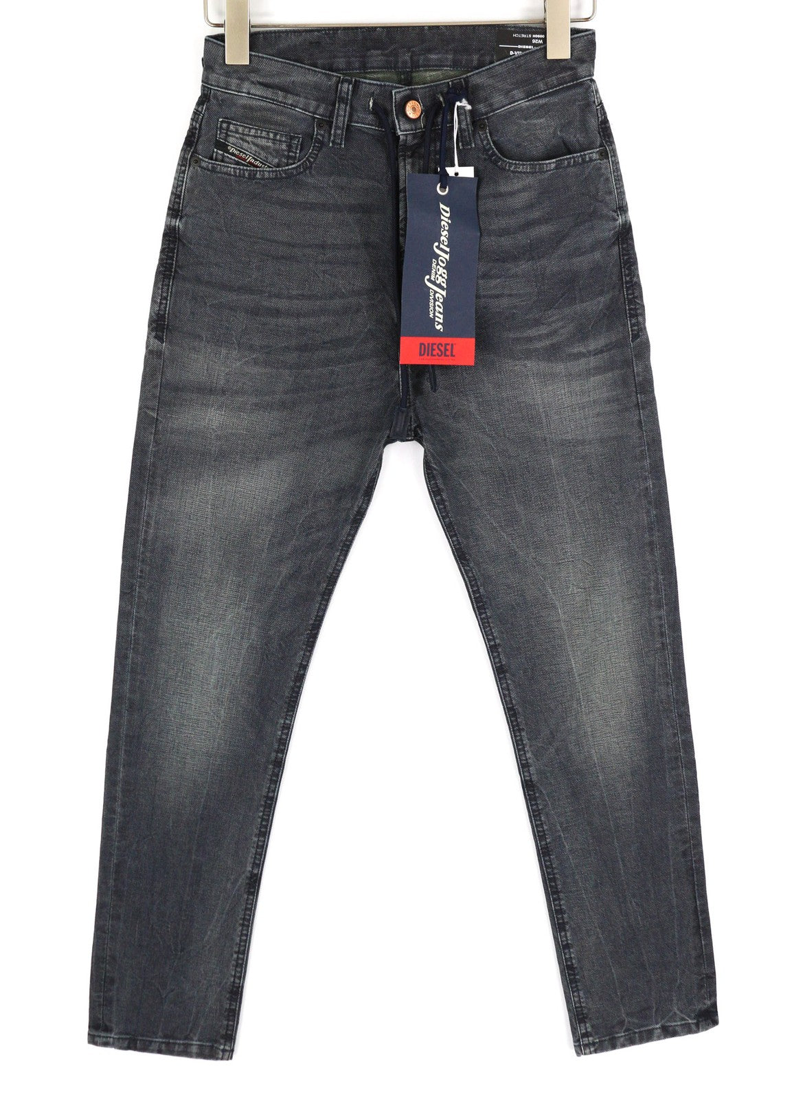 DIESEL D-Vider CB-NE 0090H vyriški džinsai W26 sportiniai jogginiai morkų mėlyni, tamprūs, skalbti 