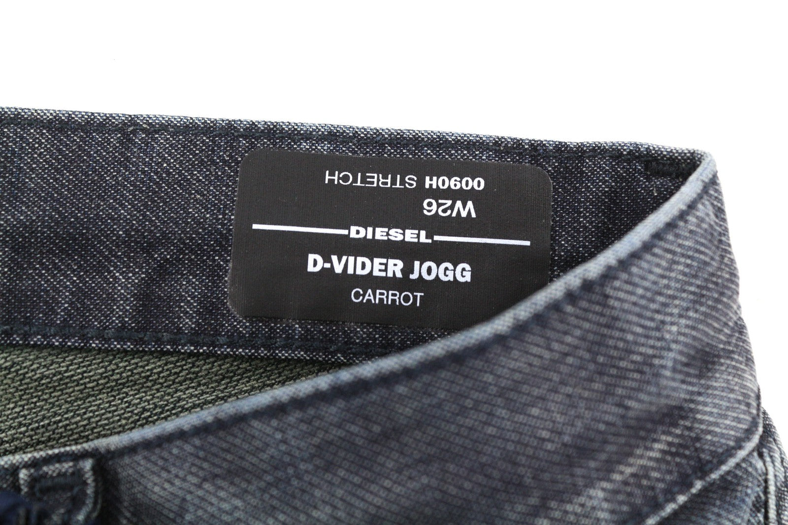 DIESEL D-Vider CB-NE 0090H vyriški džinsai W26 sportiniai jogginiai morkų mėlyni, tamprūs, skalbti 